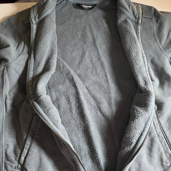 American Giant Moto Full Zip Heavy Cotton Sweatshirt - Men's Size L - Gray - Picture 7 of 10